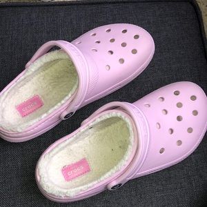 Pink Fuzzy CROCS